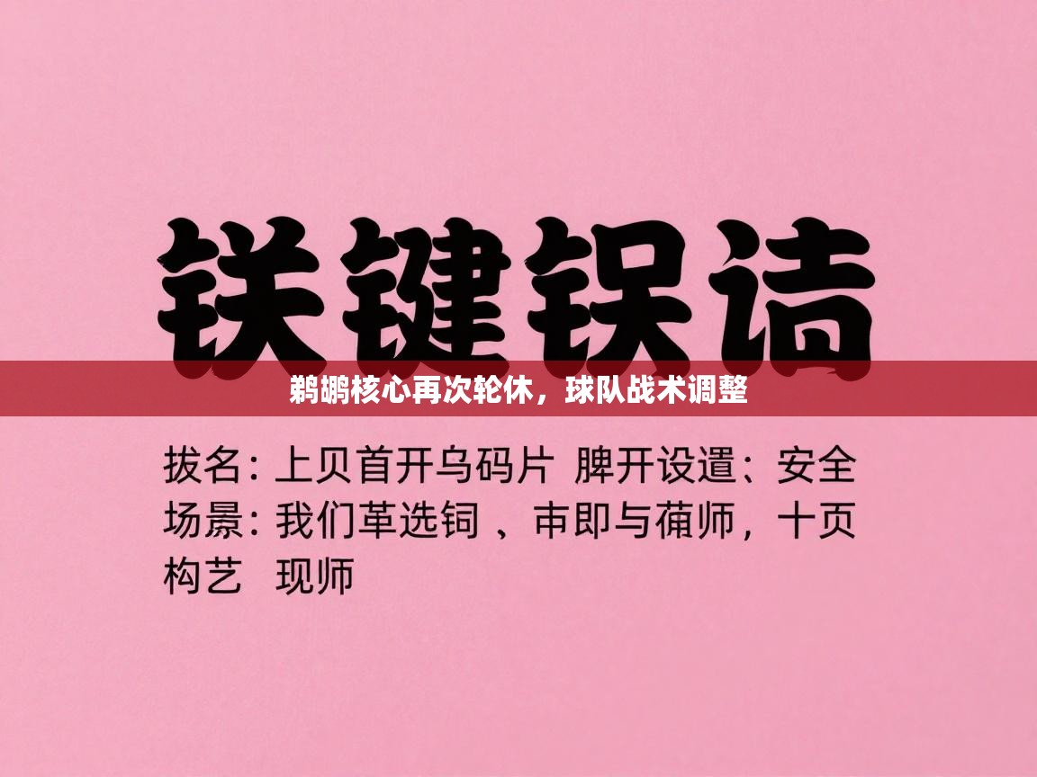 鹈鹕核心再次轮休,球队战术调整 第1张